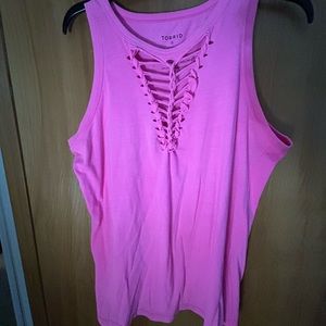 Torrid Pink lace up tank